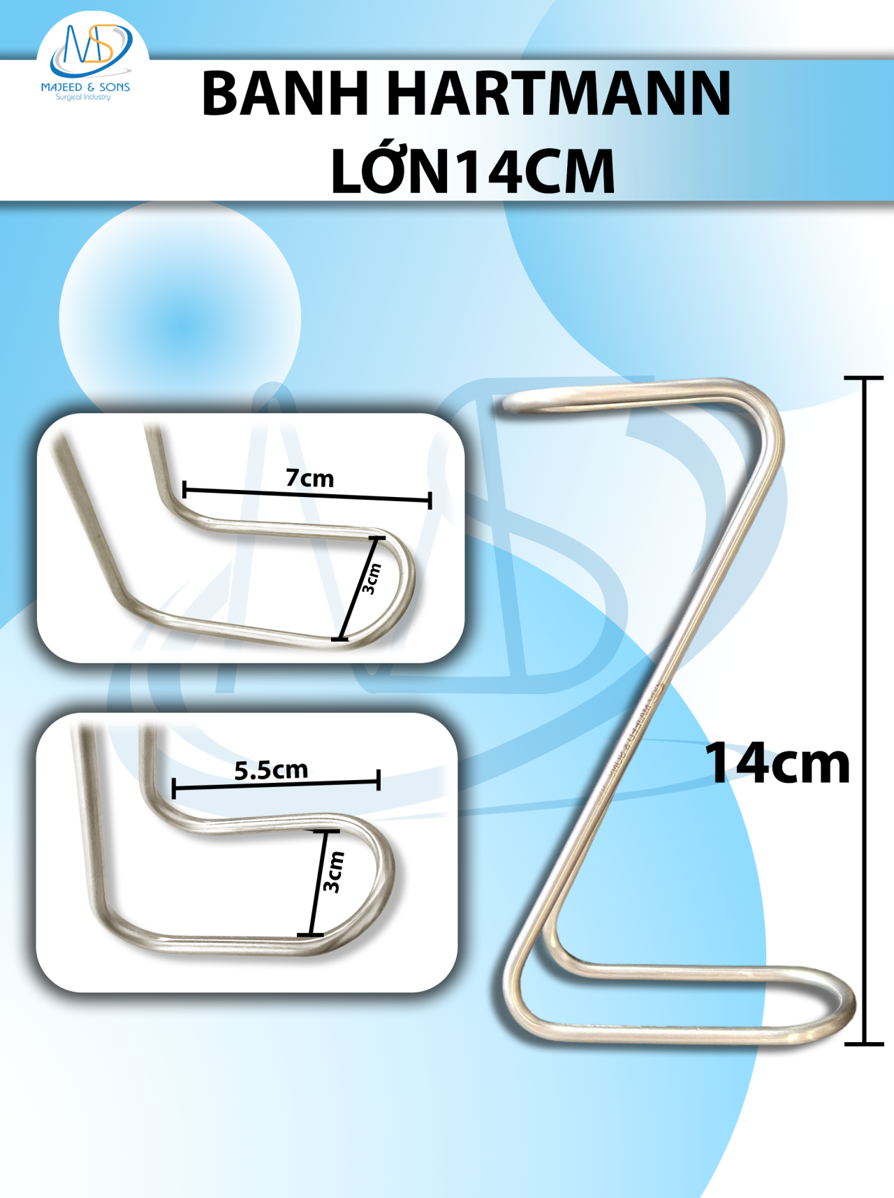 Banh hartmann, banh chữ Z Lớn 300k (14cm đầu lớn (D7 R3) đầu nhỏ (D5,5 R3)) 