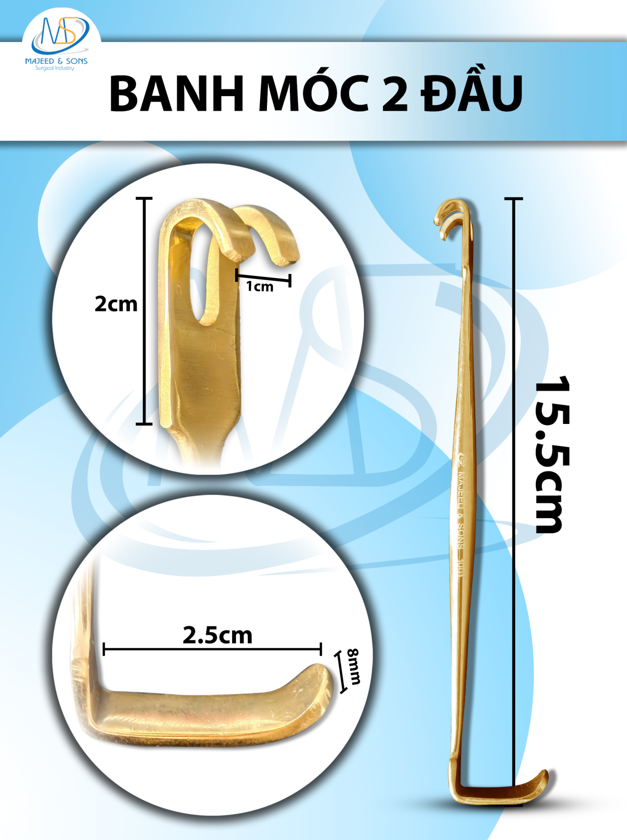 Banh móc 16cm đầu móc D2cmxR0.9cm đầu banh d2,5cmxr0,8cm