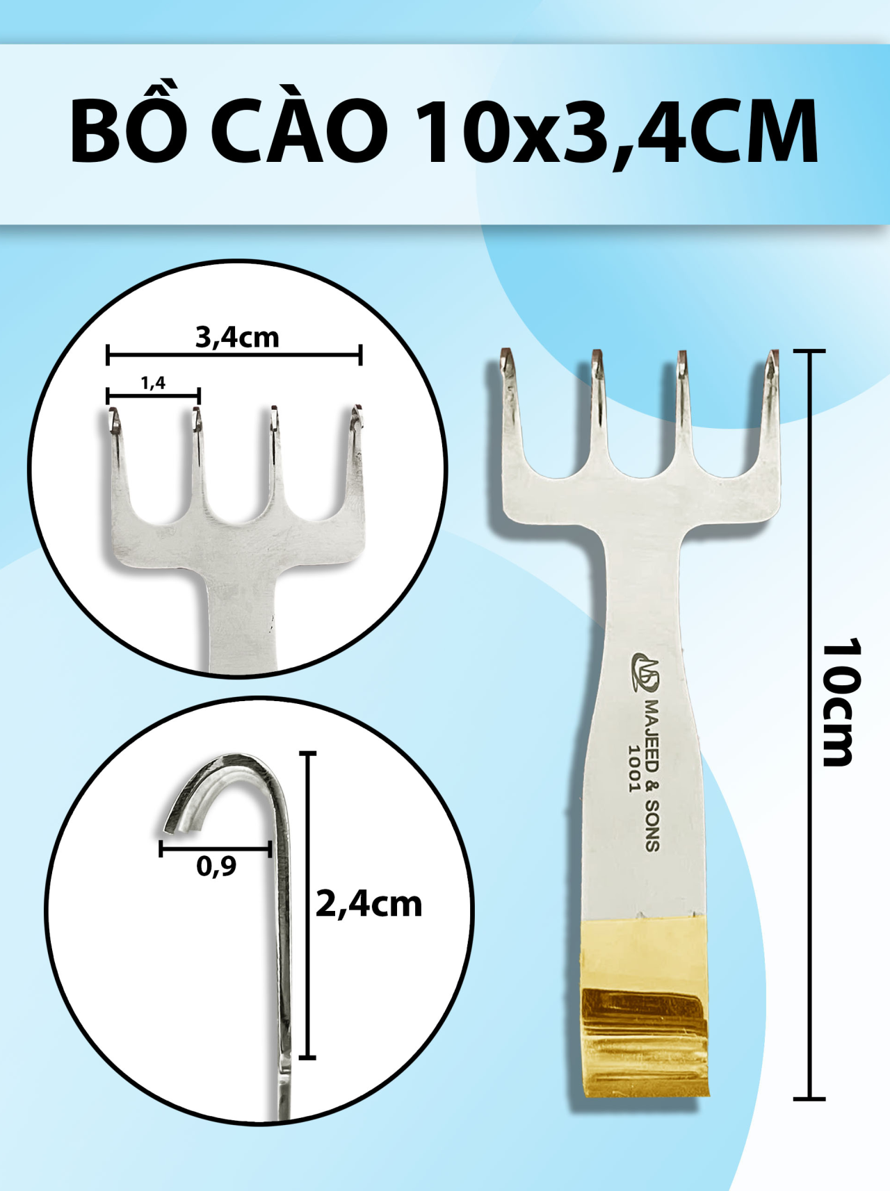 Bồ cào 10x3,4cm, banh vết mổ