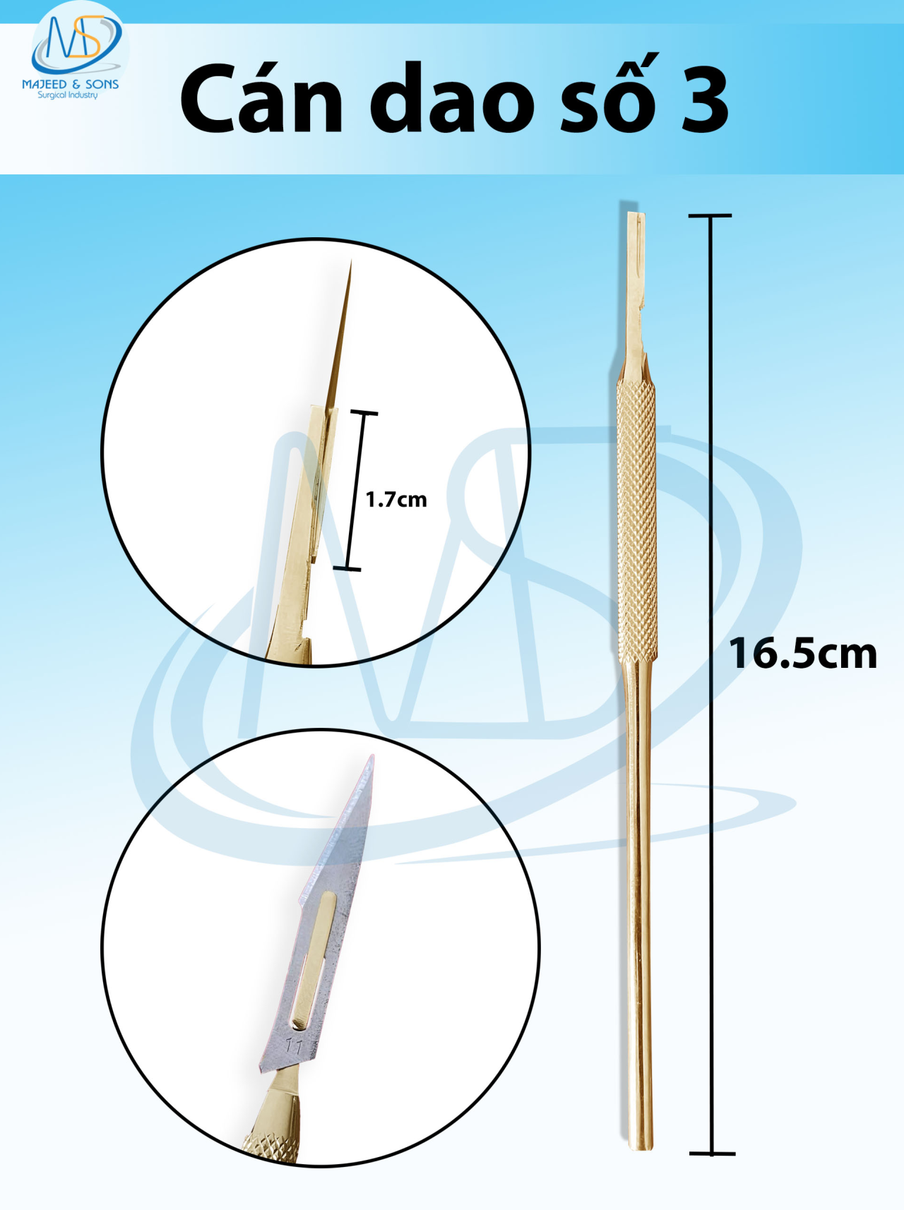 Cán dao số 3, cán dao y tế số 3 khớp lưỡi dao 10,11,12,15