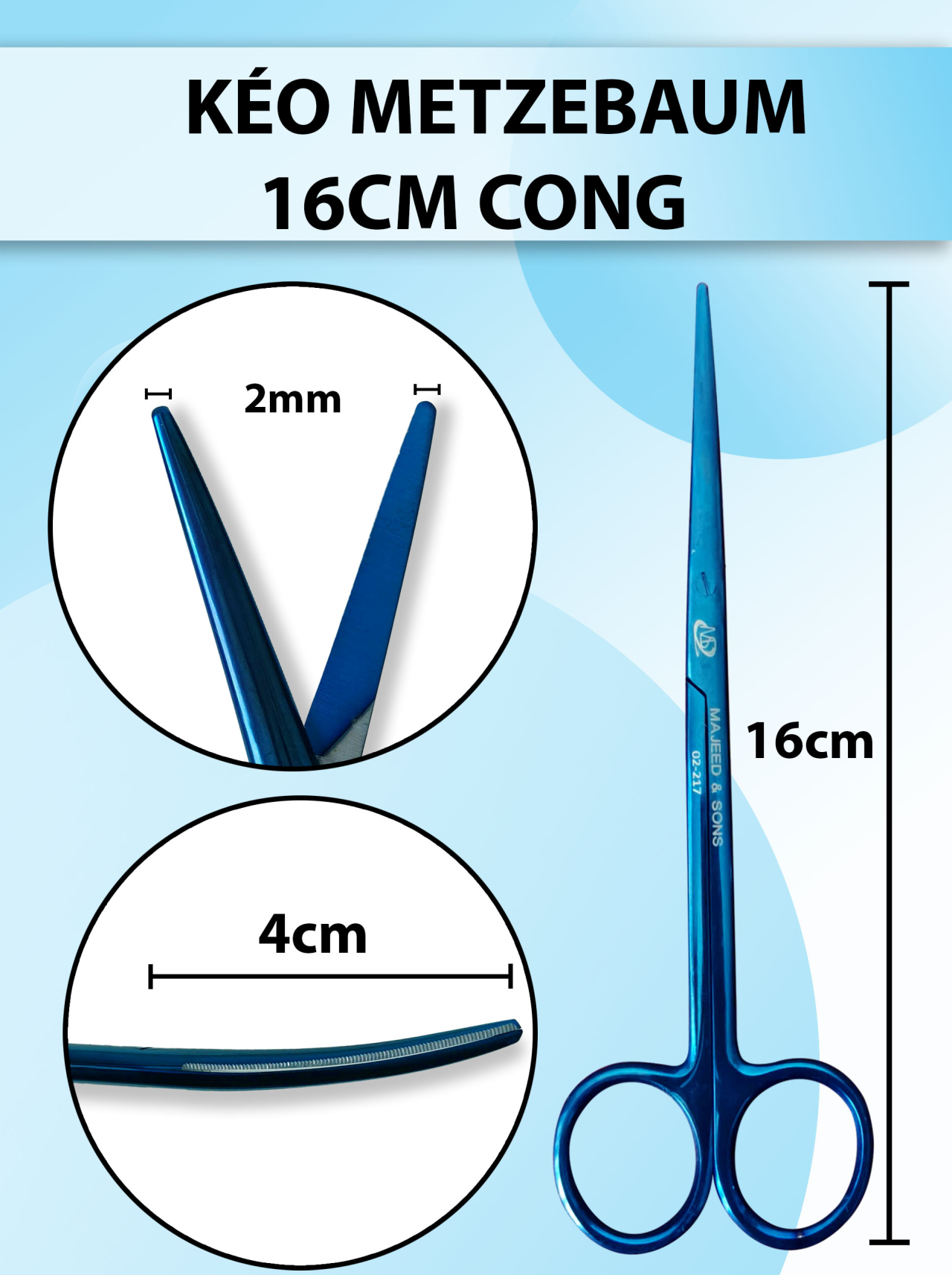 Kéo bóc tách 16cm cong, kéo metz super cut đầu to cắt khoẻ