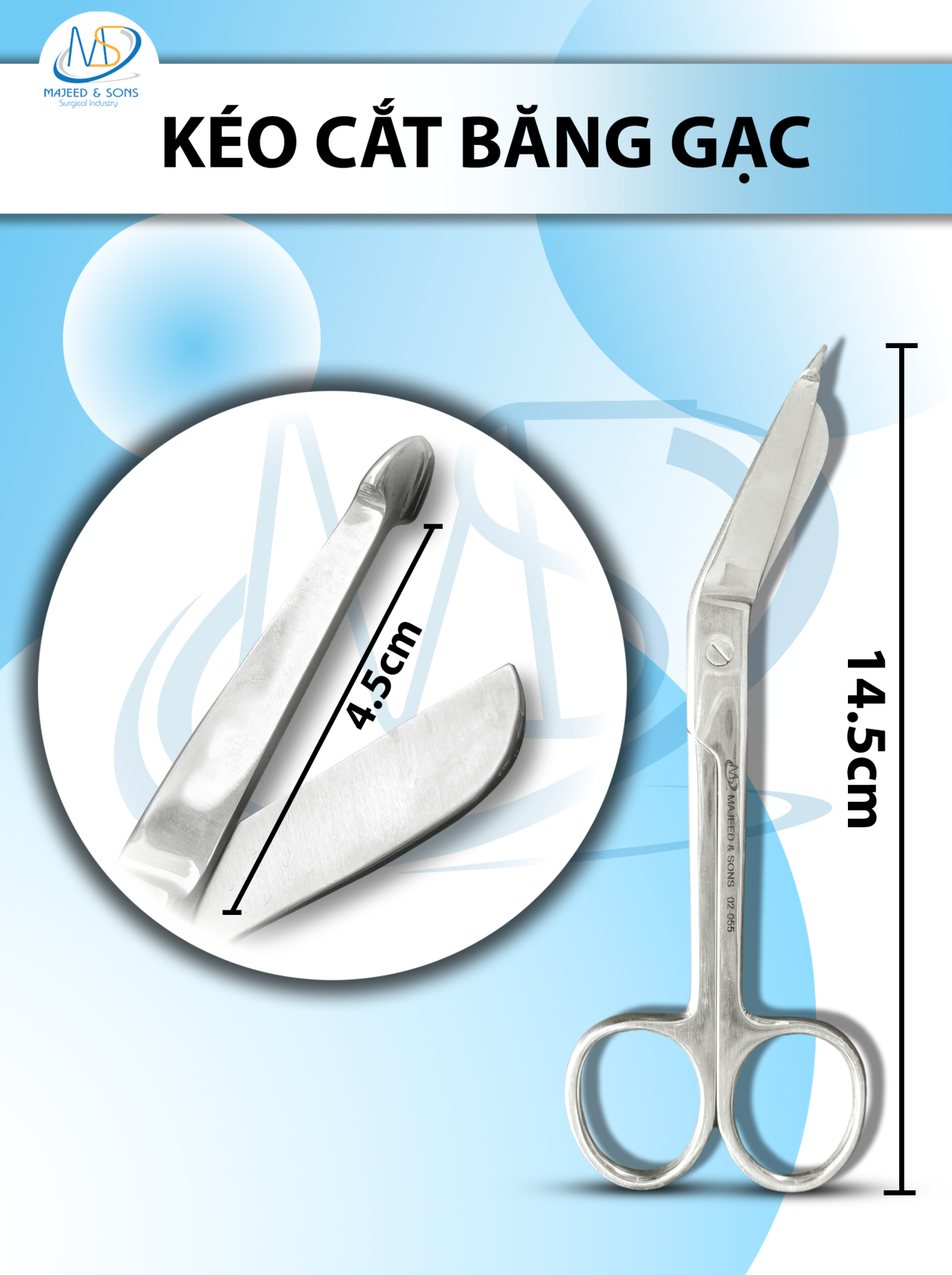 Kéo cắt băng gạc 14.5cm hàng chất lượng cao