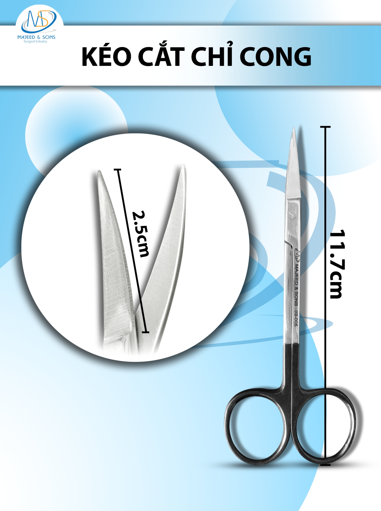 Kéo cắt chỉ 11.7cm cong supercut