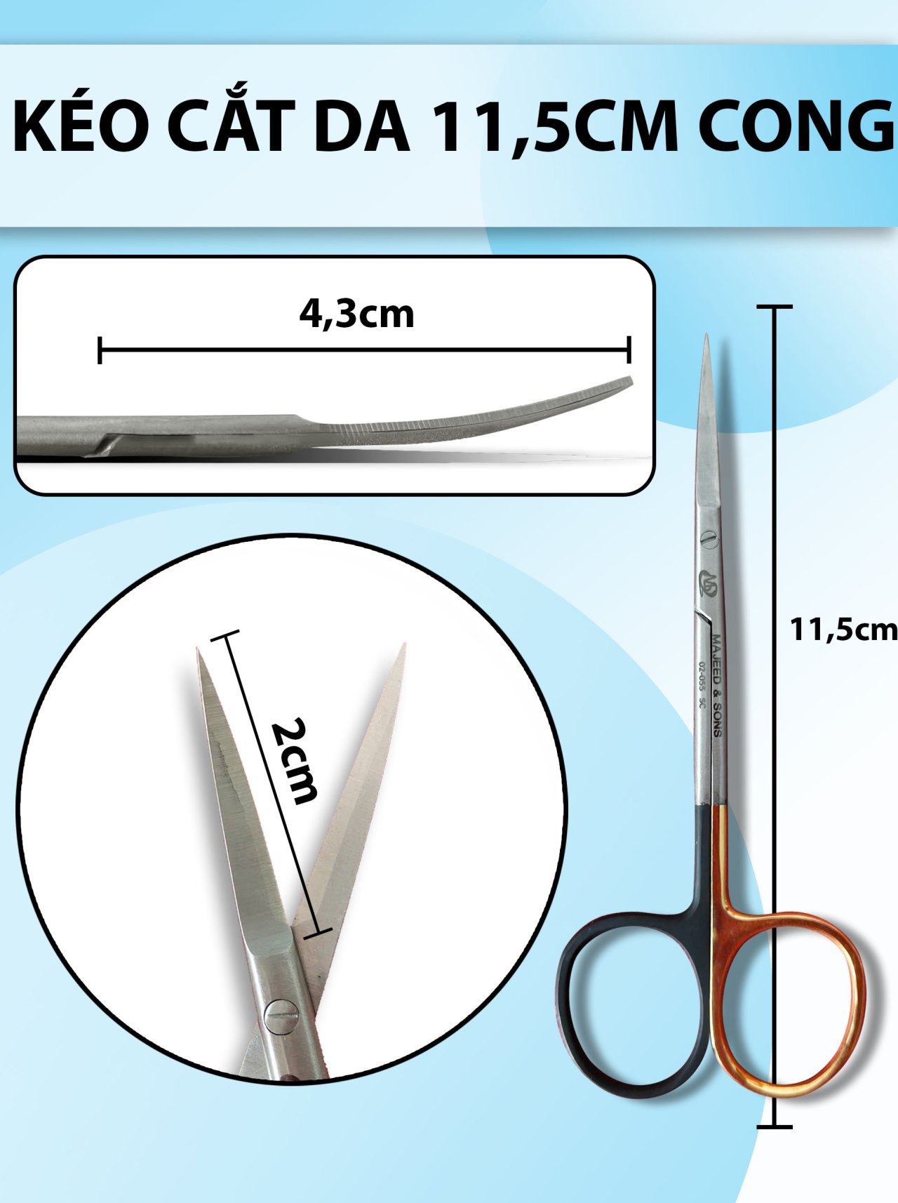 Kéo cắt da 11,5cm cong  thân nhỏ  super cut + TC siêu bén hàng chất lượng cao, kéo super cut giữ cắt da không bị trượt