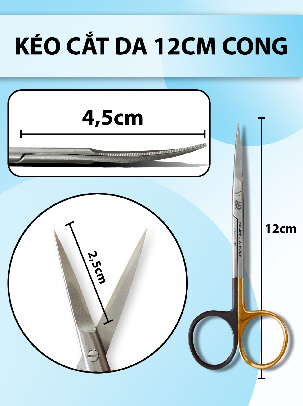 Kéo cắt da 12cm cong super cut + TC siêu bén hàng chất lượng cao, kéo super cut giữ cắt da không bị trượt