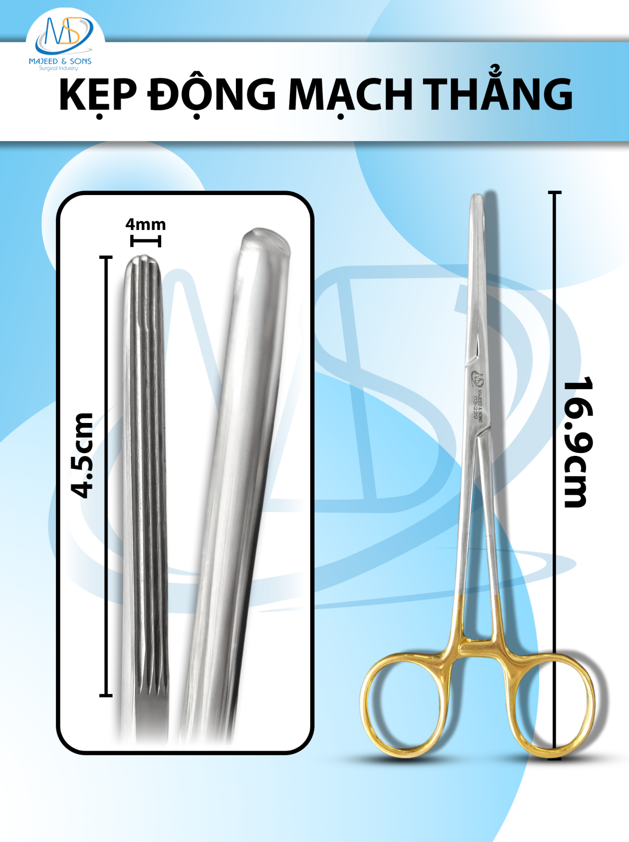 kẹp động mạch 16.9cm thẳng