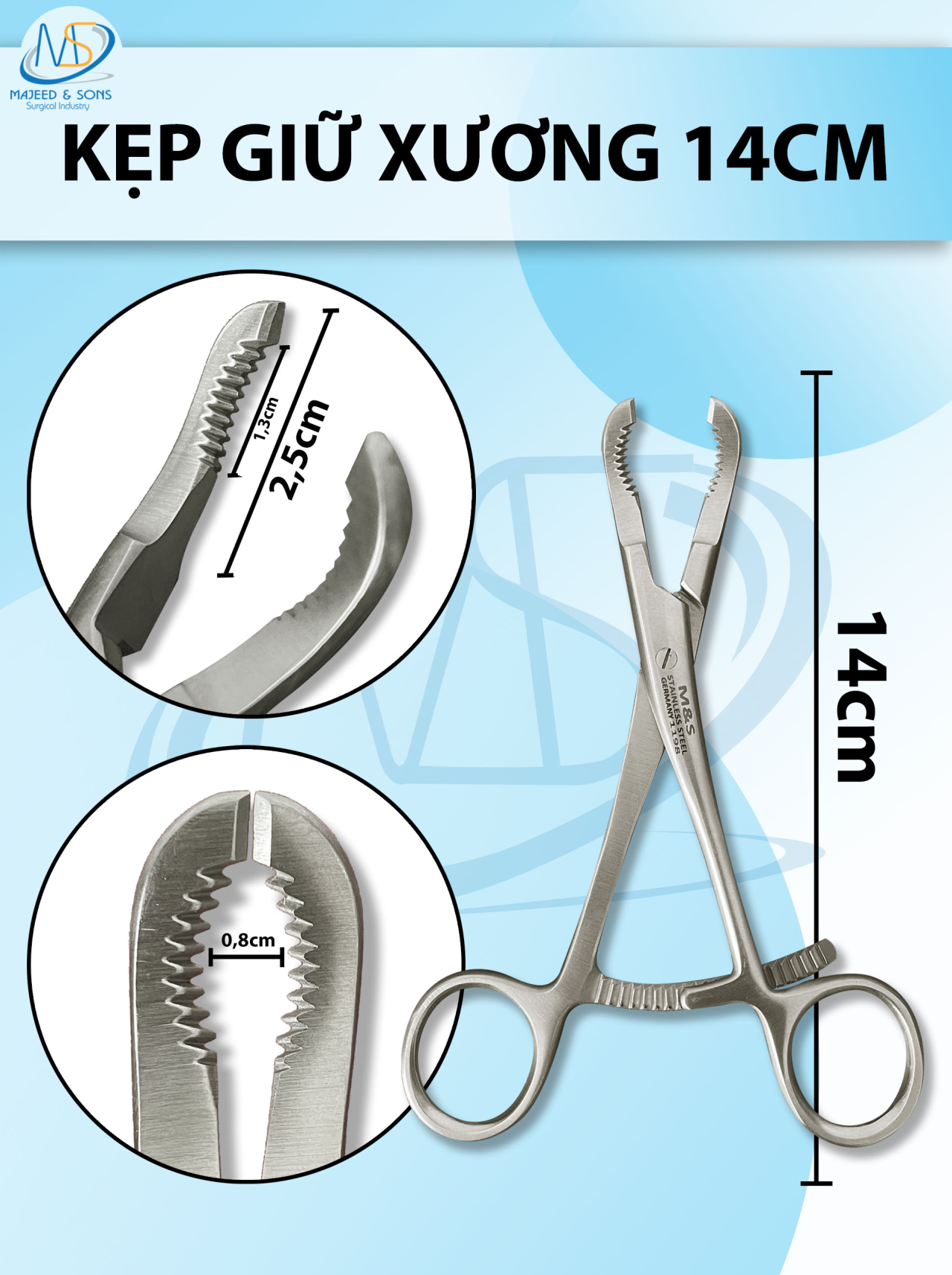 Kẹp giữ xương 14cm