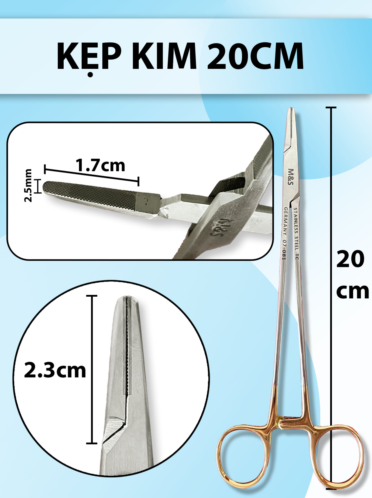 Kẹp kim 20cm, pen kẹp kim, kìm mang kim