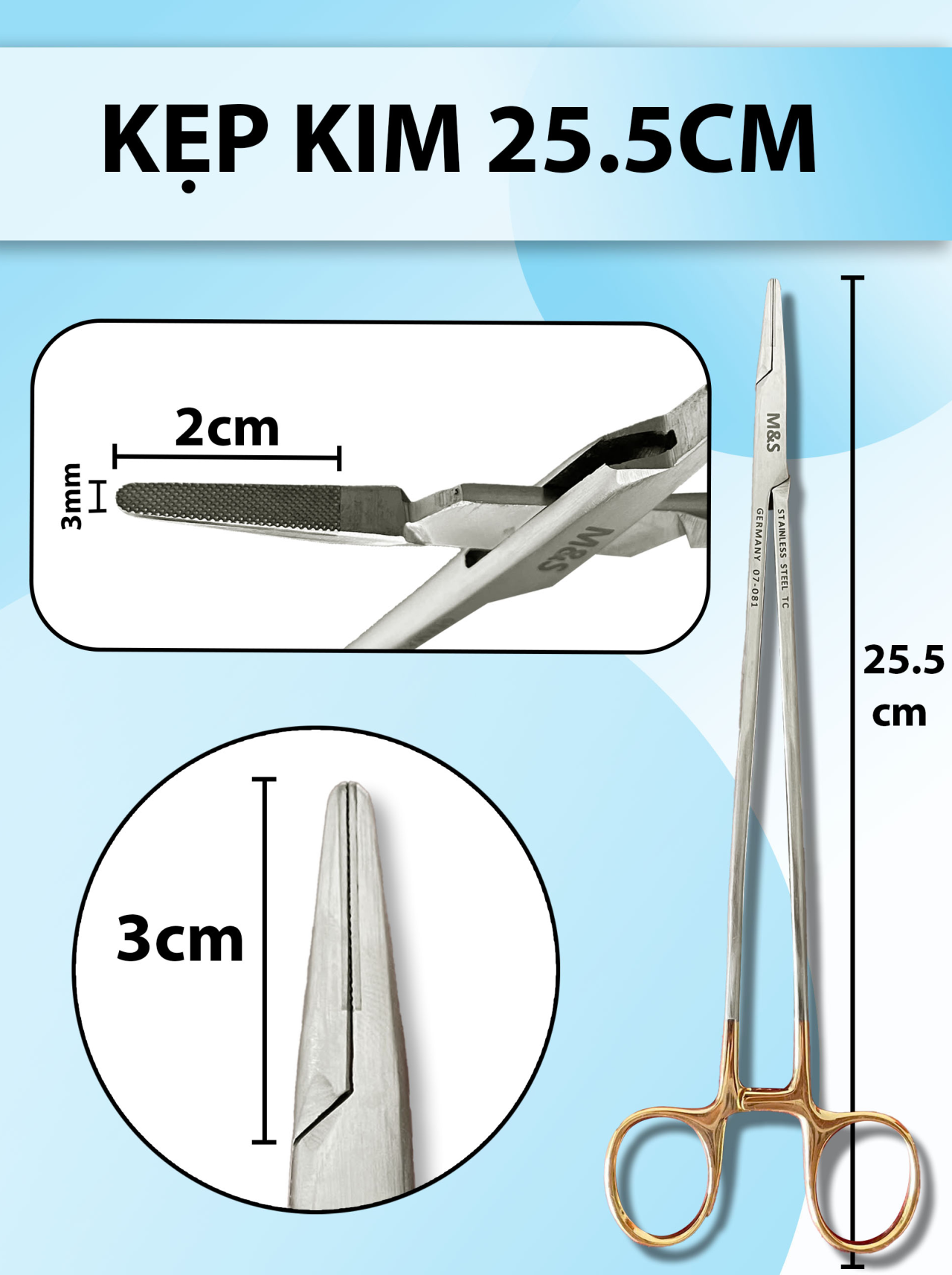 Kẹp kim 25cm, pen kẹp kim, kìm mang kim