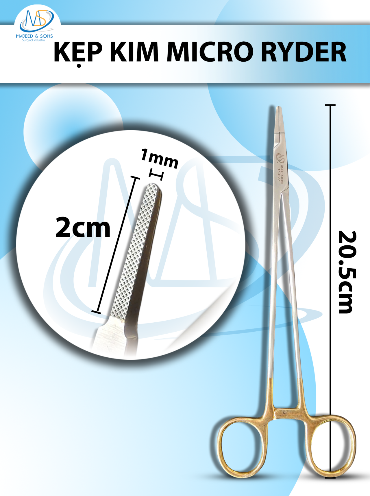 Kẹp kim Micro Ryder Dài 20,5cm kẹp D2 R1mm