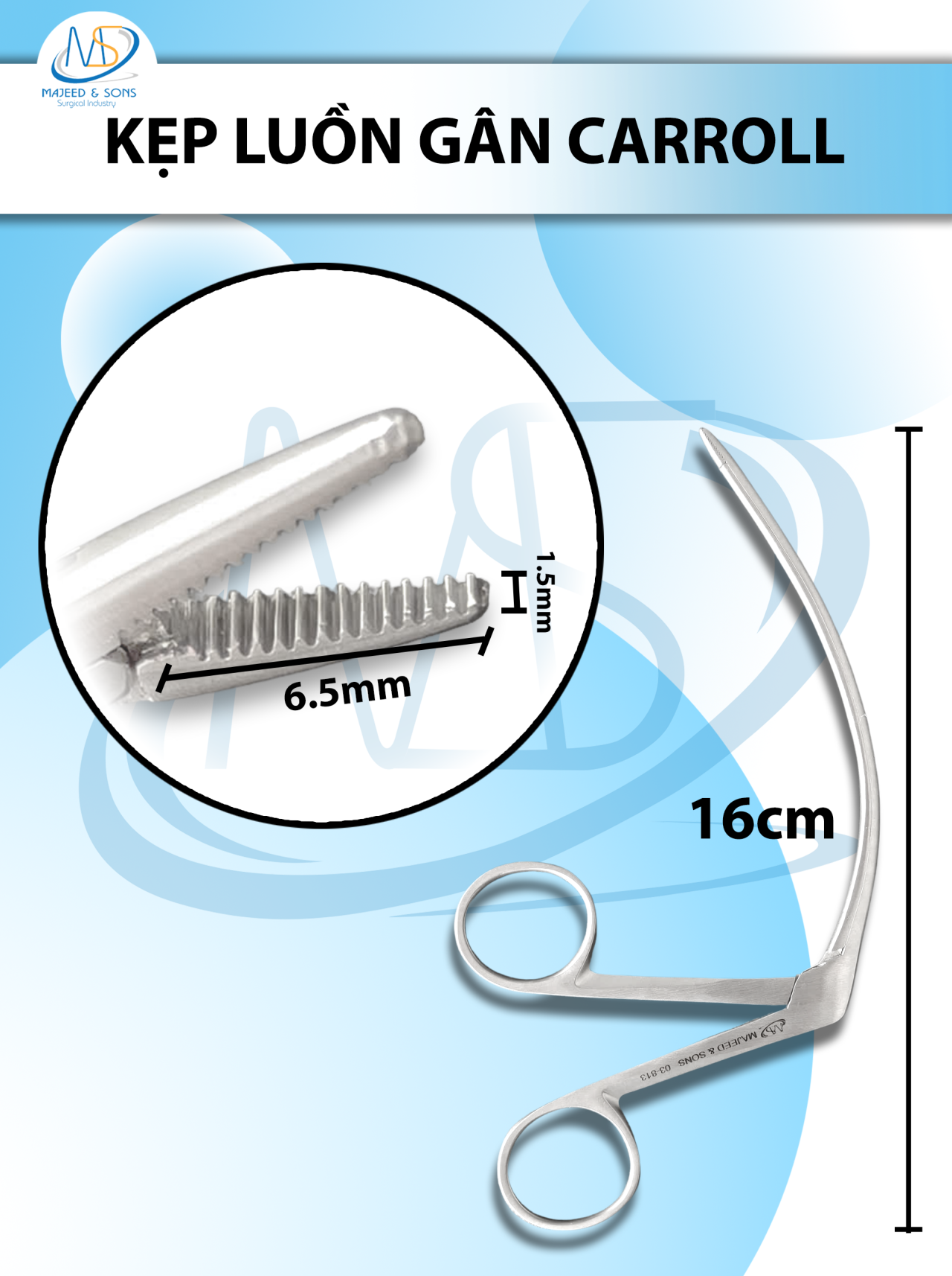 kẹp luồn gân Carroll 16cm