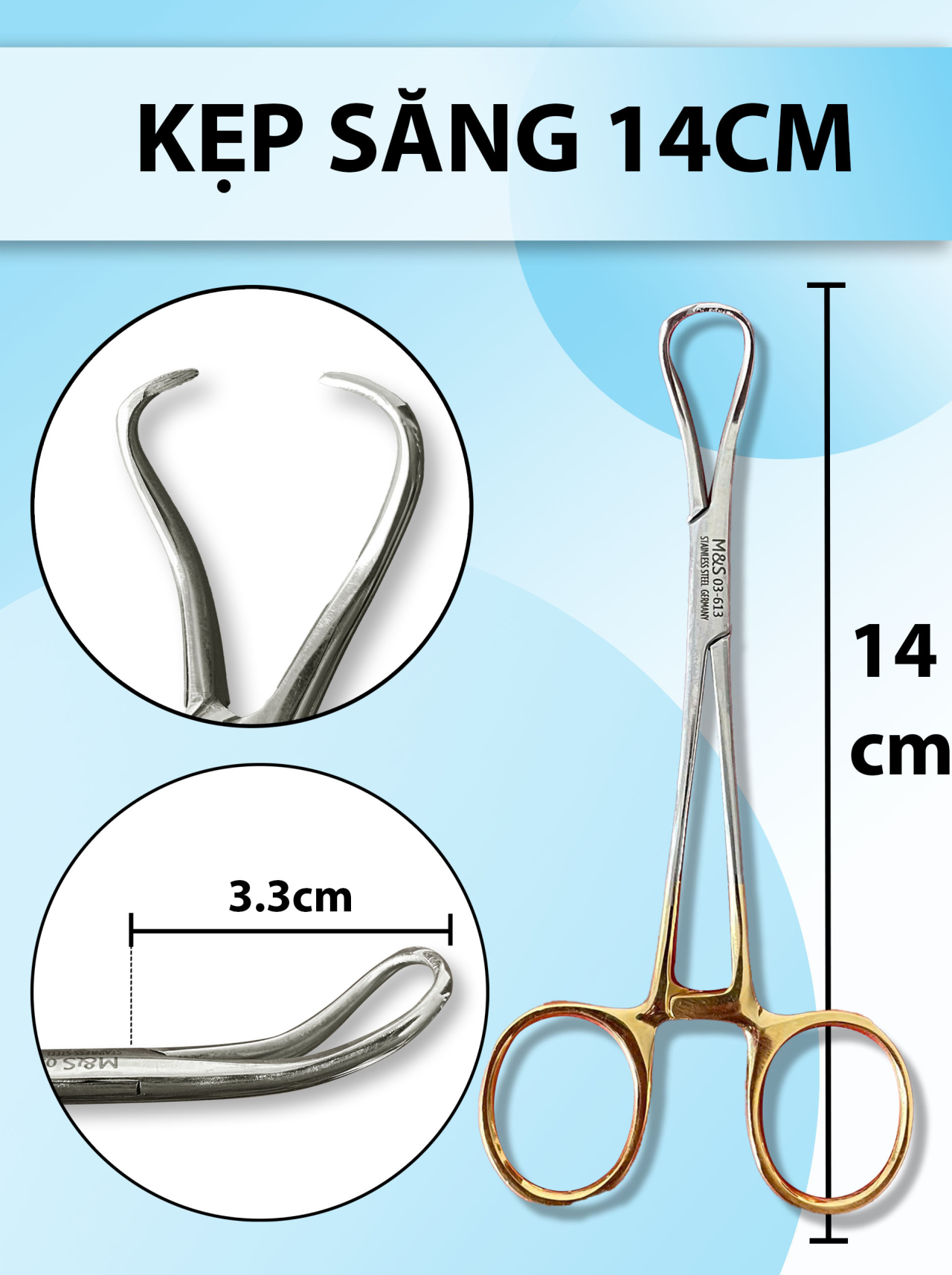 Kẹp săng 14cm, towels forceps 14cm