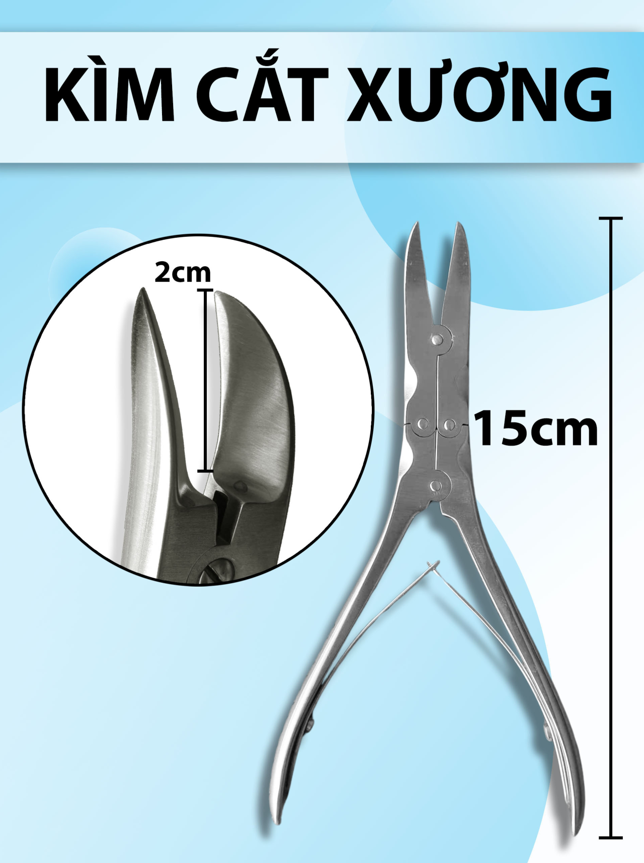 Kìm cắt xương 15cm 2cm