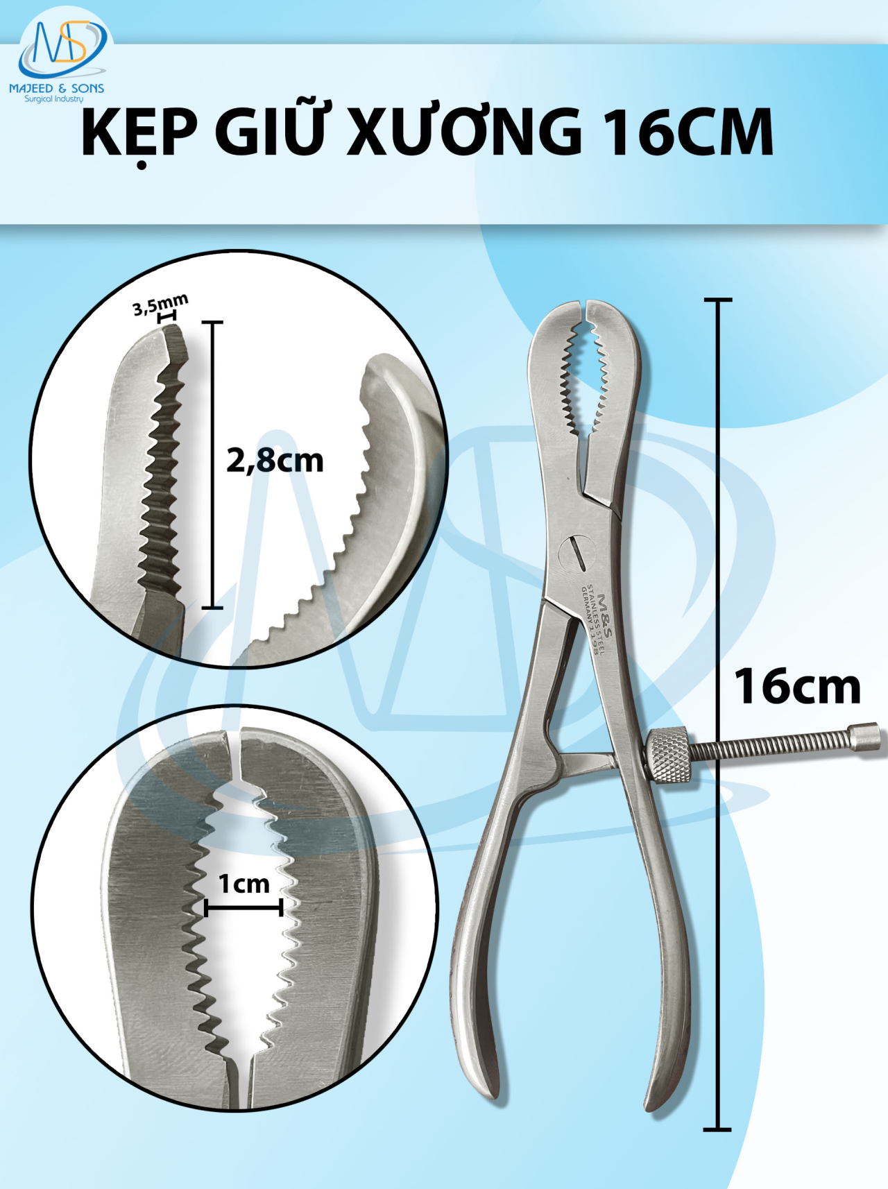 Kìm giữ xương 16cm