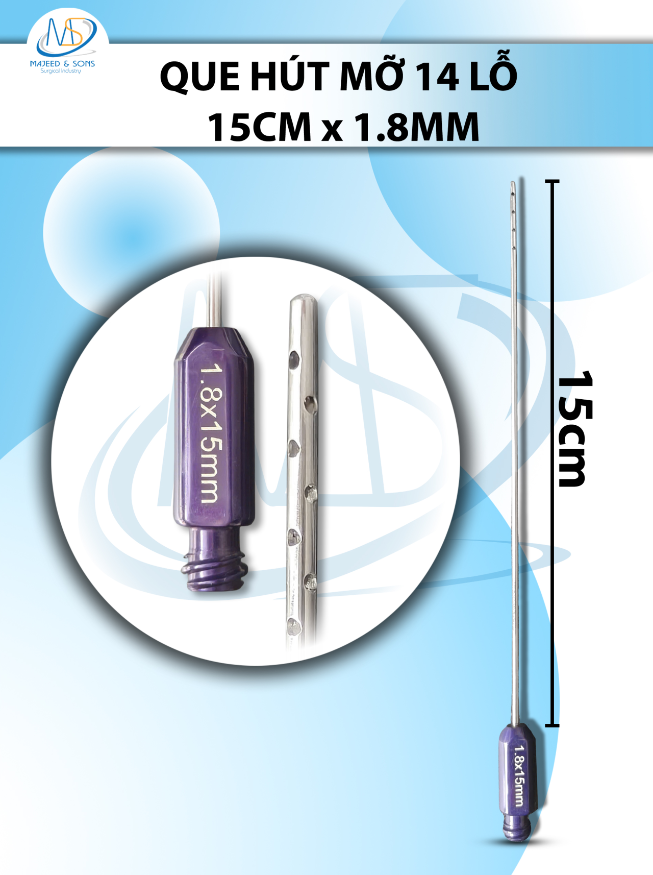 Kim tê mặt 15cm x 1.8mm 14 lỗ