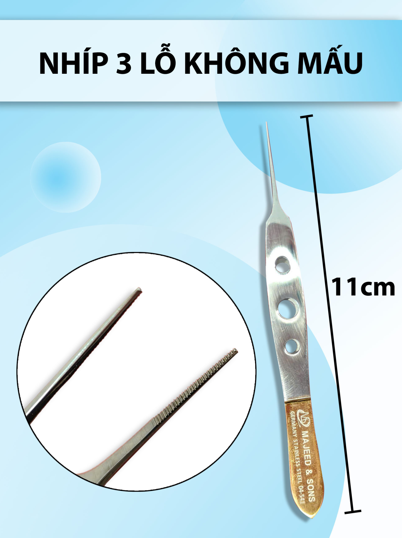 Nhíp 3 lỗ không mấu, nỉa 3 lỗ, nhíp bishop không mấu