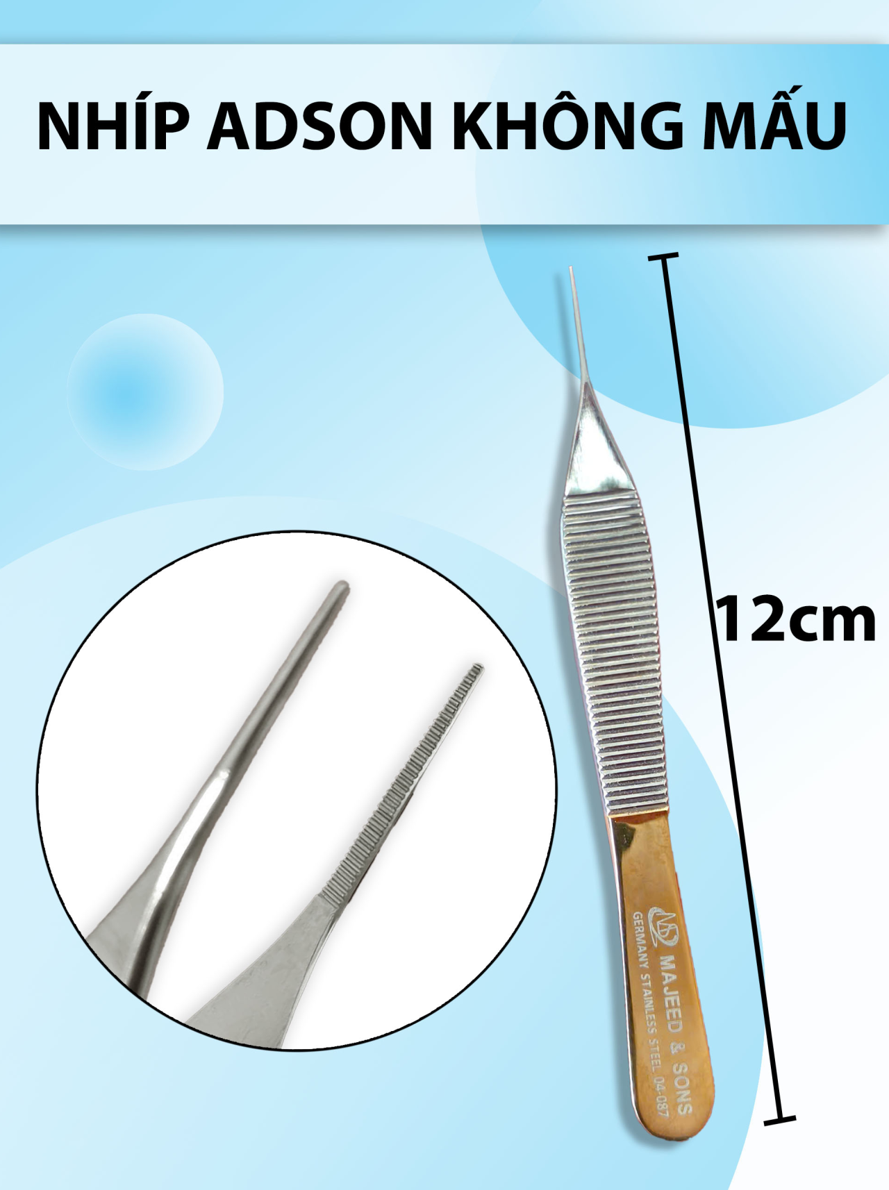 Nhíp adson không mấu , nỉa adson KM, nhíp y tế, nhíp bầu