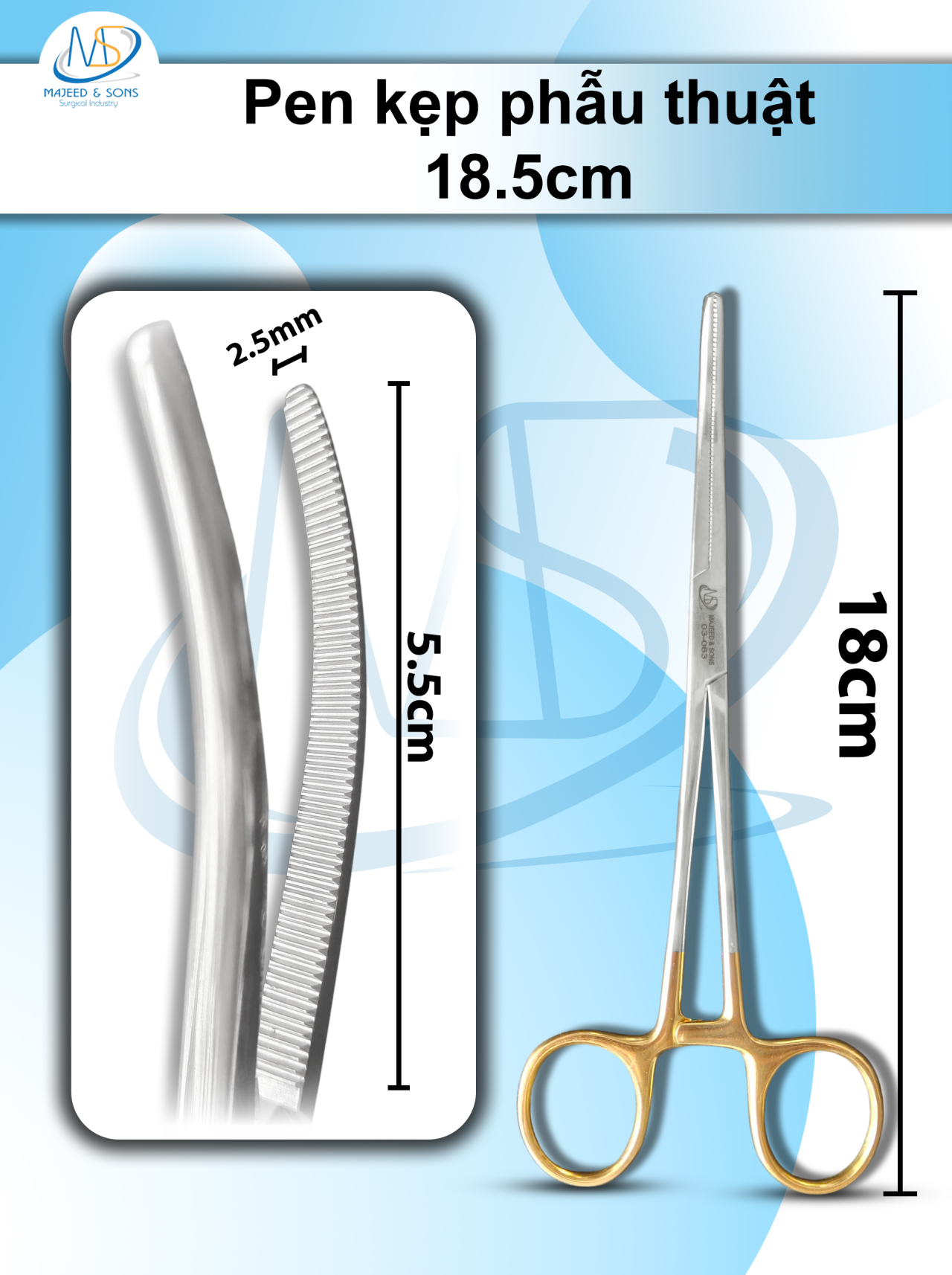Pen kẹp phẫu thuật 18.5cm