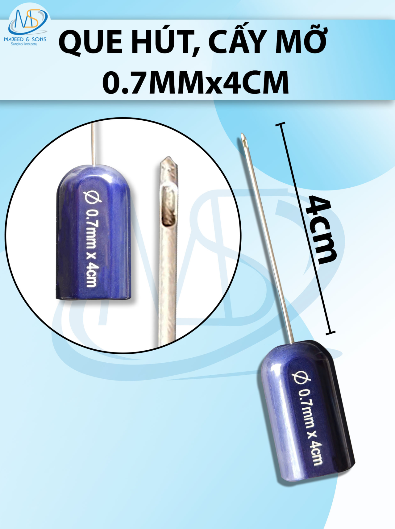 Que hút, cấy mỡ 0.7mmx4cm, 1l 