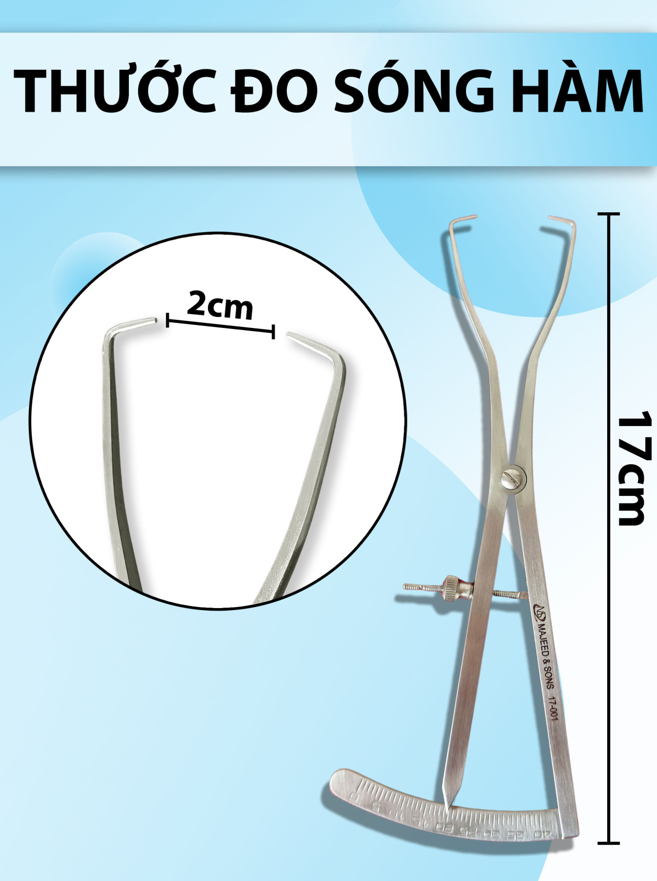 Thước đo sóng hàm, Castroviejo Caliper Round, Dental Caliper 17cm