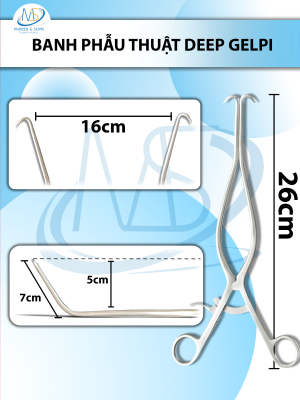 Banh phẫu thuật Deep Gelpi dài 26cm cong 7cm độ cong cách mặt phẳng 5cm R-max 16cm
