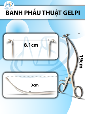 Banh Phẫu thuật Gelpi 19cm R-max 8,1cm độ cong cách mặt phẳng 3cm đầu tròn