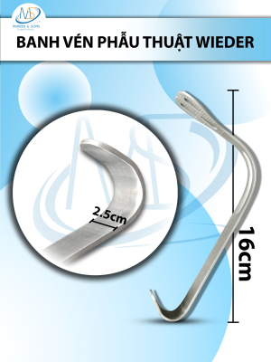 Banh vén phẫu thuật wieder Dài 16cm dài 13cm, móc 2,5cm, thân móc 1,4cm
