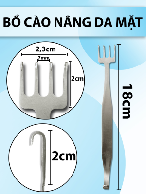 Bồ cào sử dụng trong căng da mặt, Freeman Face Lift 18cm đầu Ngang 2,3 rộng ngang 0,7 dọc 2cm