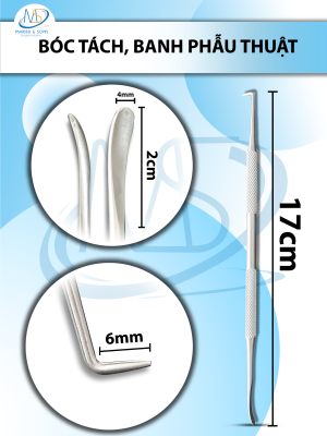 Bóc tách, banh phẫu nhỏ 17cm, đầu bóc tách d2x0,4cm, đầu nhọn D0,6cm