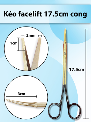 Kéo facelift 17.5cm cong, kéo căng da mặt