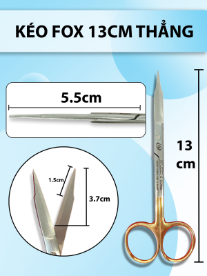 Kéo fox thẳng 13cm, kéo nha khoa kéo cắt bén cắt mượt