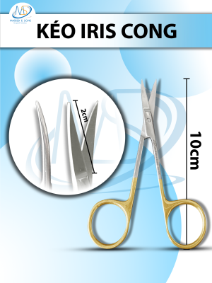 Kéo iris cắt chỉ 10cm cong, lưỡi 2cm
