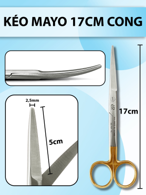 Kéo mayo 17cm cong, kéo cắt cân cơ nặng chắc khoẻ có tips TC