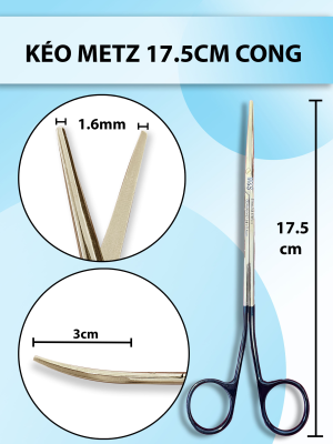 Kéo metz 17.5cm cong, kéo metz 18cm supercut, kéo bóc tách đầu nhỏ, cán đen