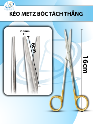 Kéo metz bóc tách 16cm thẳng TC, lưỡi 6cm