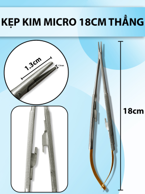Kẹp kim micro 18cm thẳng, pen kẹp kim vanas, kẹp kim lá lúa