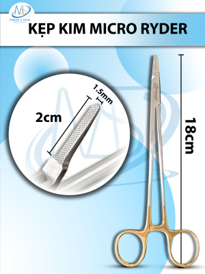 Kẹp kim Micro Ryder Dài 18cm, lưỡi kẹp 2cm rộng 1,5mm