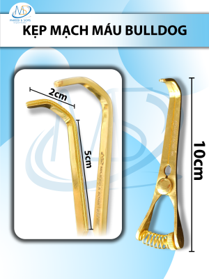 Kẹp mạch máu bulldog 10cmx1,5mm Cong Kẹp D-max 5cm D-min 2cm
