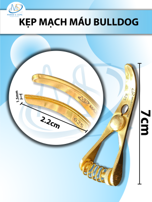 Kẹp mạch máu bulldog 7cm Cong, Dài 7cm kẹp D2,2 R1,5mm