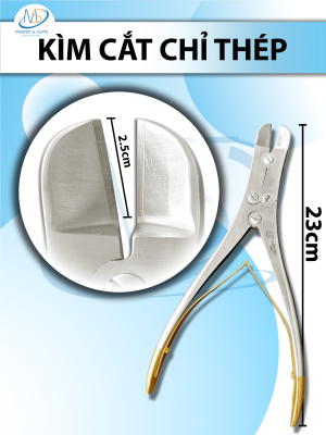 Kìm cắt đinh, kìm cắt chỉ thép 23cm đầu kìm d2,5cmxr2,5cm
