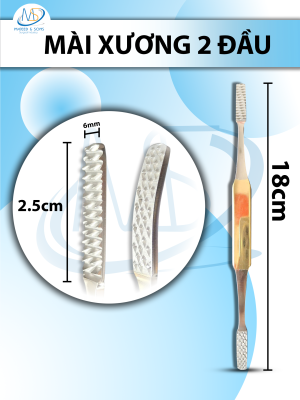 Mài xương Dài 18cm, 1 đầu thẳng 1 đầu cong đầu D2,5 R6mm