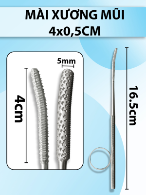 Mài xương mũi 16,5cm đầu mài 4cm x 0,5cm, Mài xương Gallaher Nasal Rasps