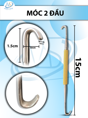 Móc 2 đầu 15cm đầu móc d1,5cmxr0.4cm cong móc 0.8