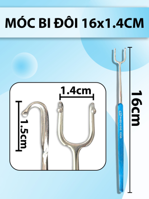 Móc đôi bi 16cm x 1,4cm D1,5 R1,4 tròn 1mm dài 16