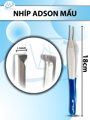 Nhíp Adson 18cm Mấu, đầu nhíp 1,5mm