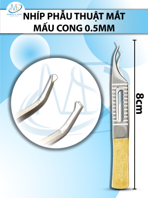 Nhíp phẫu mắt mấu siêu nhỏ dài 8cm đầu nhíp cong 0,5mm
