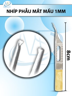 Nhíp phẫu mắt mấu siêu nhỏ  dài 8cm đầu nhíp cong 1mm