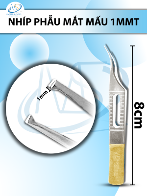 Nhíp phẫu mắt mấu siêu nhỏ  dài 8cm đầu nhíp cong 1mmt