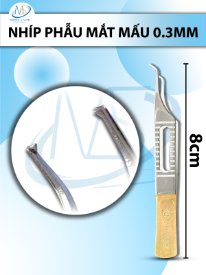 Nhíp phẫu mắt mấu siêu nhỏ dài 8cm đầu nhíp thẳng 0,3mm