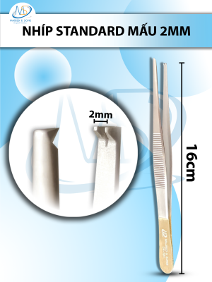 Nhíp standard Mấu, Nhíp phẫu tích Mấu 16cm đầu nhíp R2mm